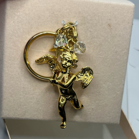 Kirk’s Folly gold tone Angel Cherub AB bead rhinestone keychain boxed - Picture 2 of 11